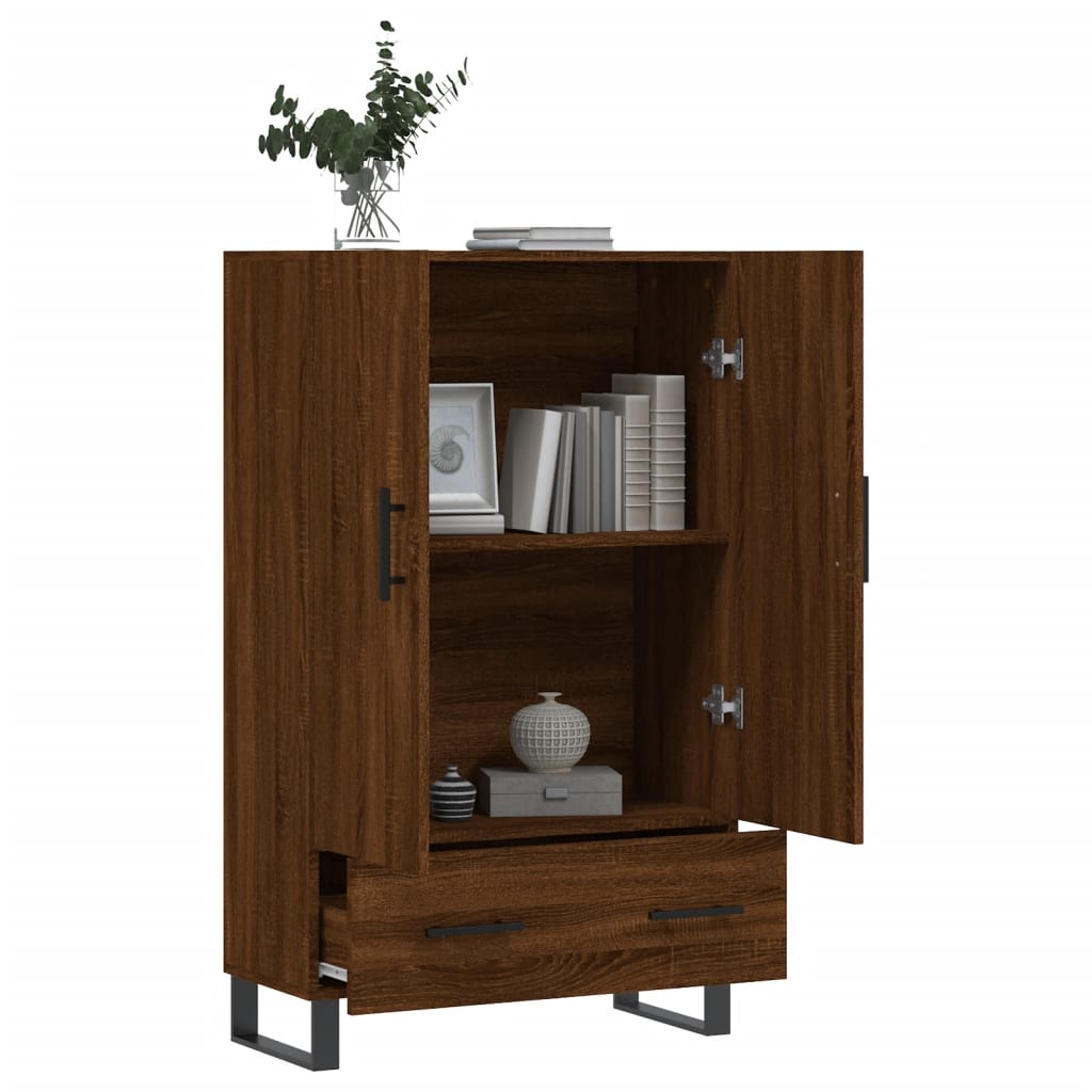 Hoge Kast 69,5X31X115 Cm Bewerkt Hout Bruin Eikenkleur