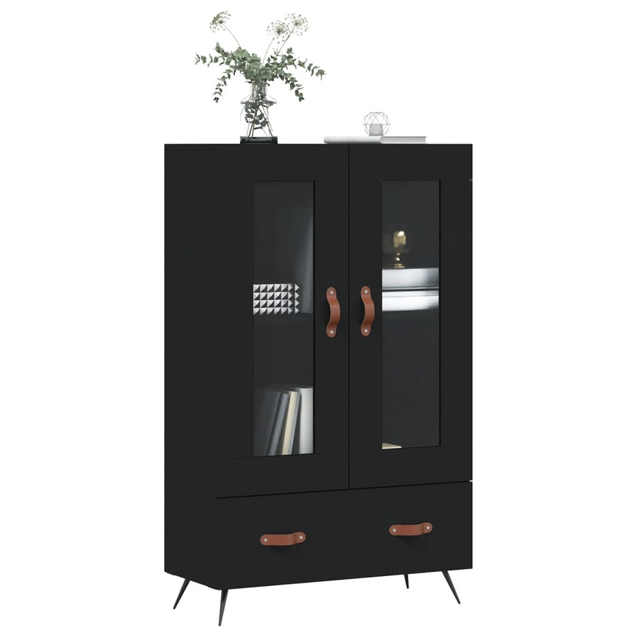 Hoge Kast 69,5X31X115 Cm Bewerkt Hout Zwart