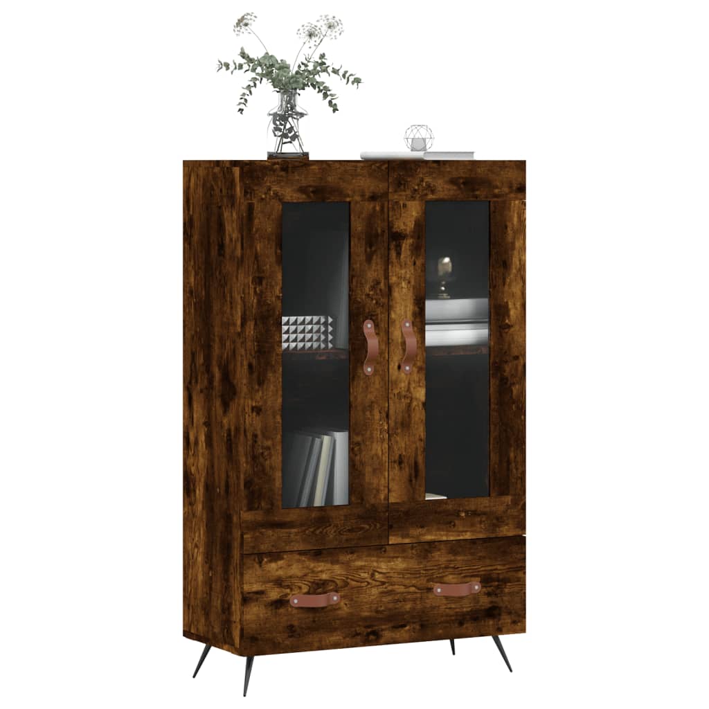 Hoge Kast 69,5X31X115 Cm Bewerkt Hout Kleurig Gerookt eiken