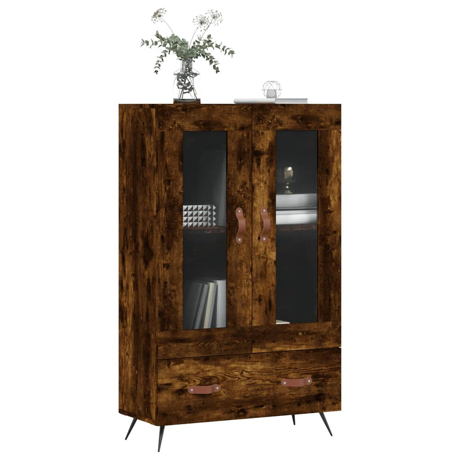 Hoge Kast 69,5X31X115 Cm Bewerkt Hout Kleurig Gerookt eiken