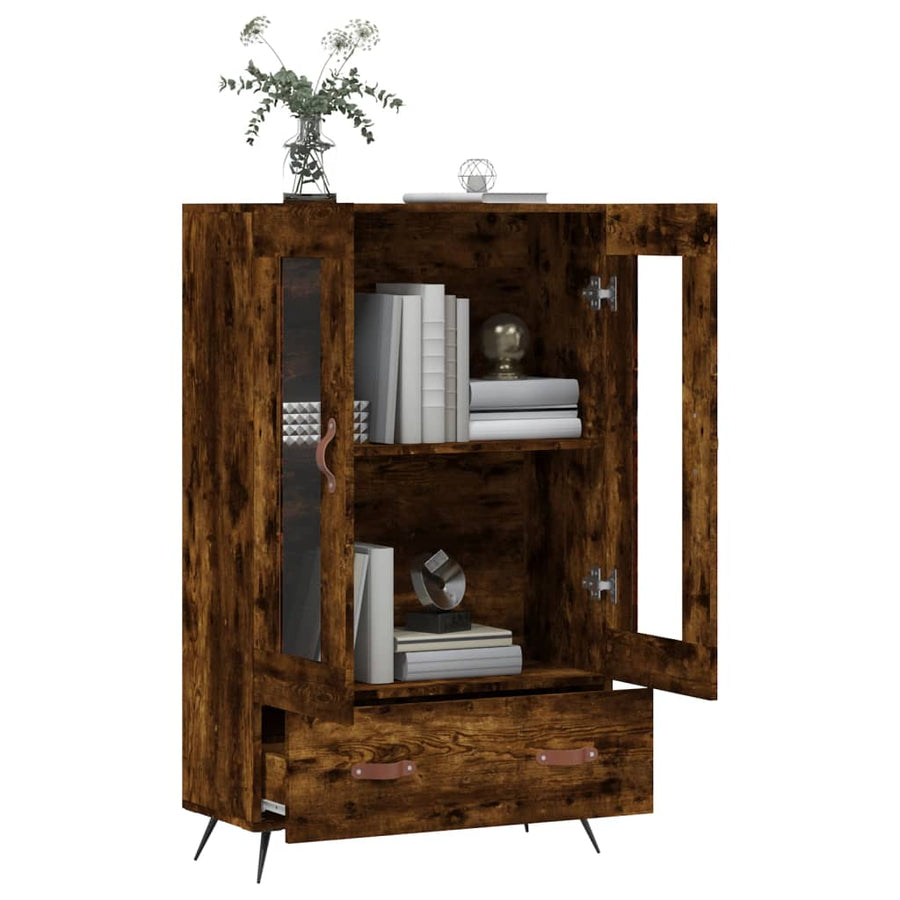 Hoge Kast 69,5X31X115 Cm Bewerkt Hout Kleurig Gerookt eiken