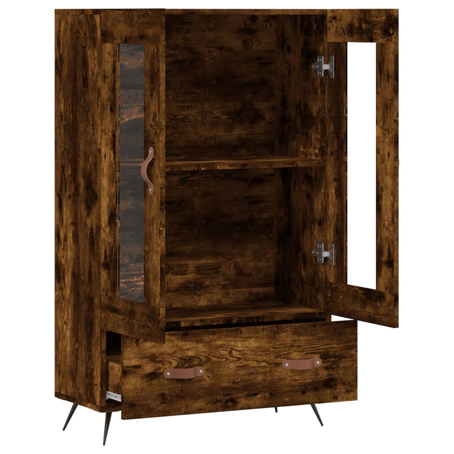 Hoge Kast 69,5X31X115 Cm Bewerkt Hout Kleurig Gerookt eiken