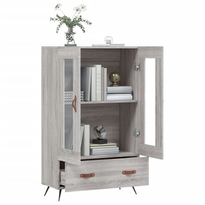 Hoge Kast 69,5X31X115 Cm Bewerkt Hout Eikenkleurig Grijs sonoma