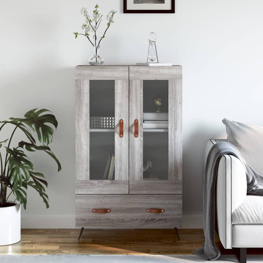 Hoge Kast 69,5X31X115 Cm Bewerkt Hout Eikenkleurig Grijs sonoma