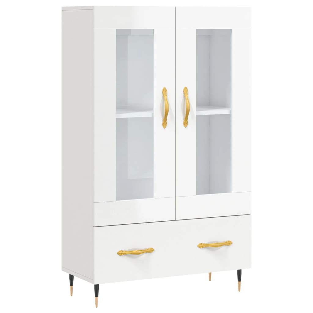 Hoge Kast 69,5X31X115 Cm Bewerkt Hout Hoogglans Wit