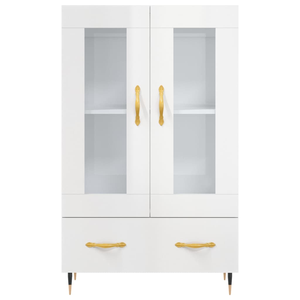 Hoge Kast 69,5X31X115 Cm Bewerkt Hout Hoogglans Wit