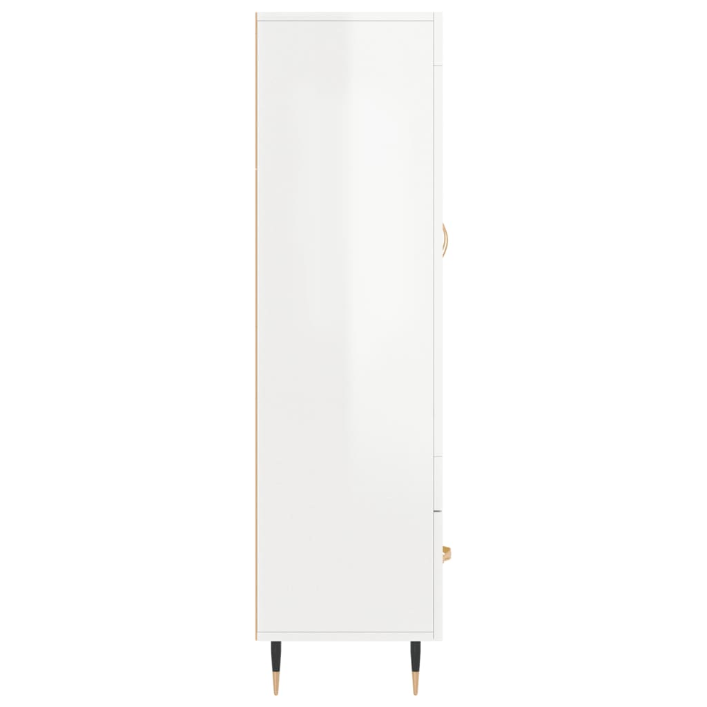 Hoge Kast 69,5X31X115 Cm Bewerkt Hout Hoogglans Wit