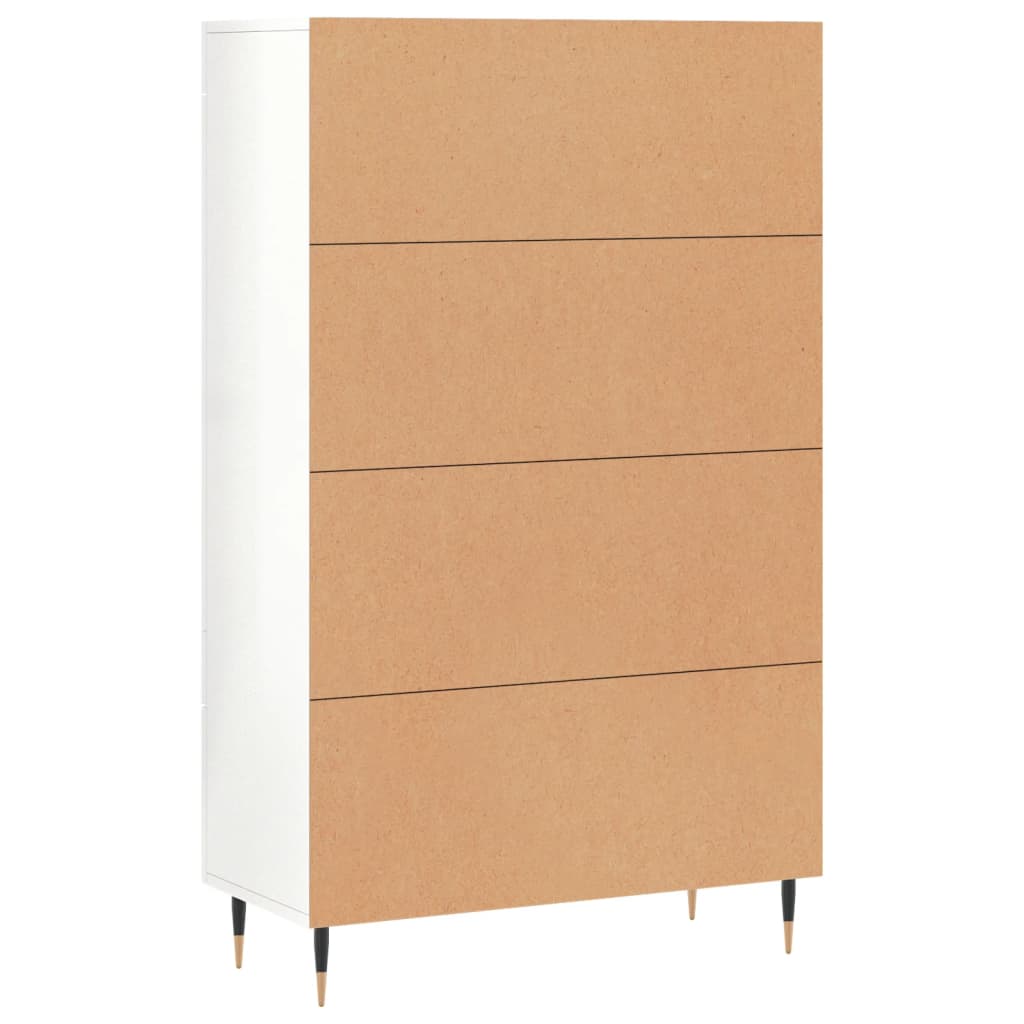 Hoge Kast 69,5X31X115 Cm Bewerkt Hout Hoogglans Wit