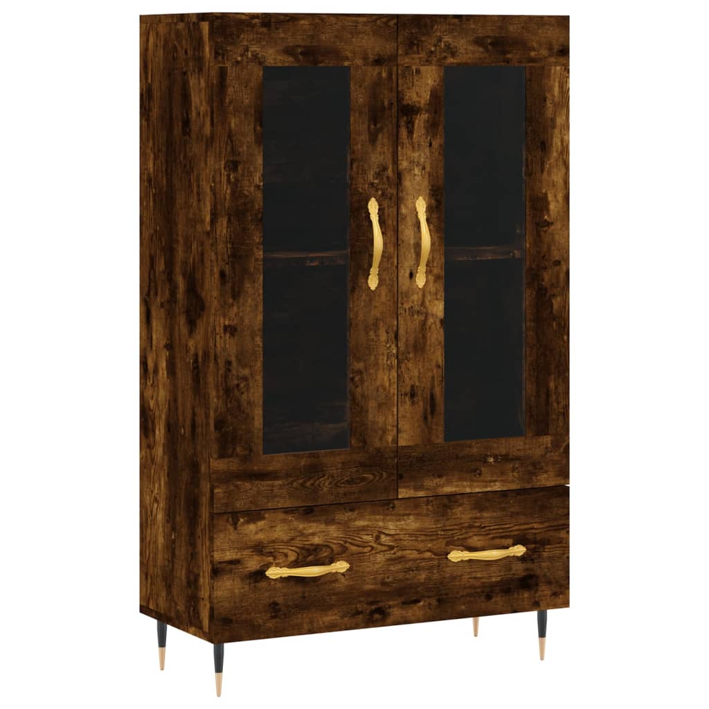 Hoge Kast 69,5X31X115 Cm Bewerkt Hout Gerookt Eikenkleurig
