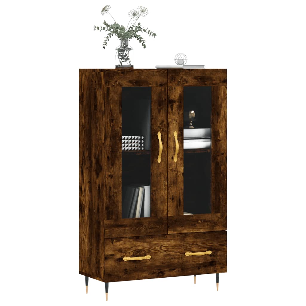 Hoge Kast 69,5X31X115 Cm Bewerkt Hout Gerookt Eikenkleurig