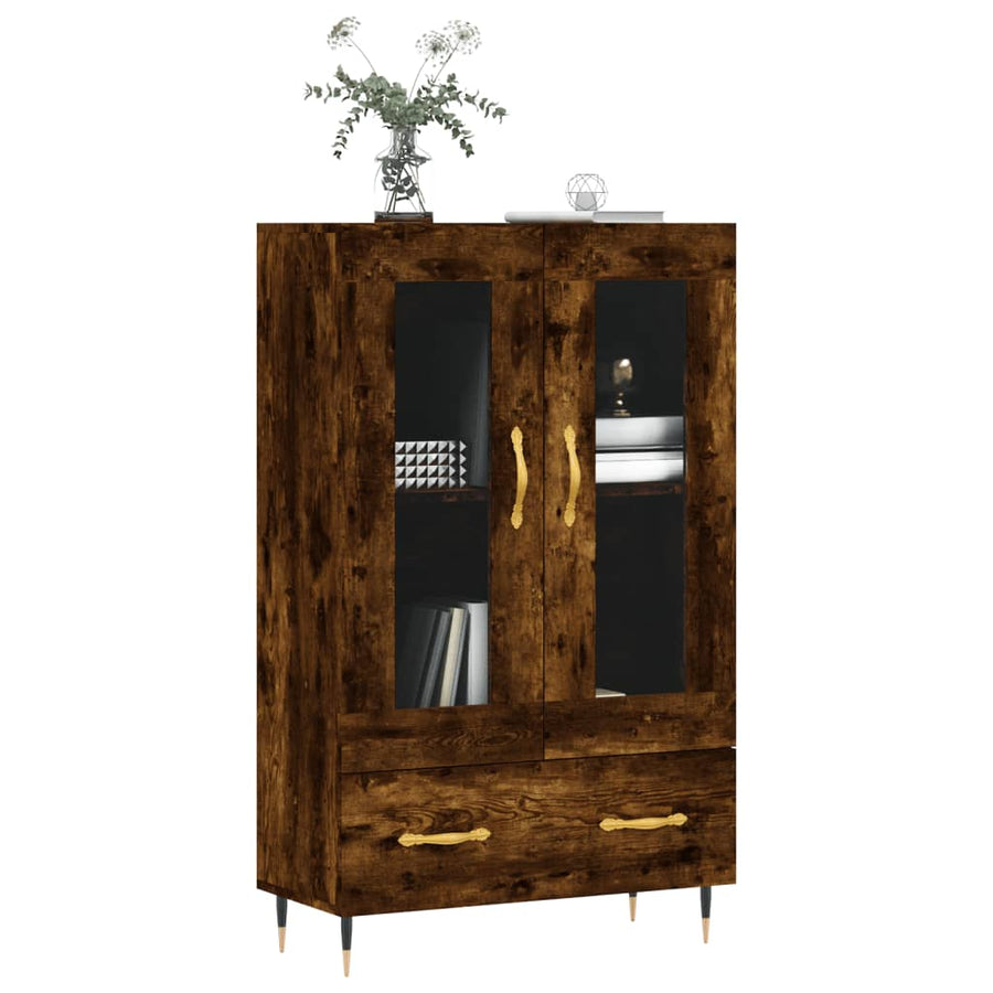 Hoge Kast 69,5X31X115 Cm Bewerkt Hout Gerookt Eikenkleurig