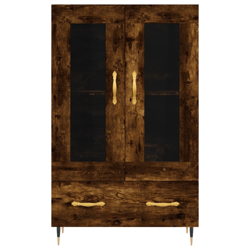 Hoge Kast 69,5X31X115 Cm Bewerkt Hout Gerookt Eikenkleurig