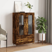 Hoge kast 69,5x31x115 cm bewerkt hout gerookt eiken