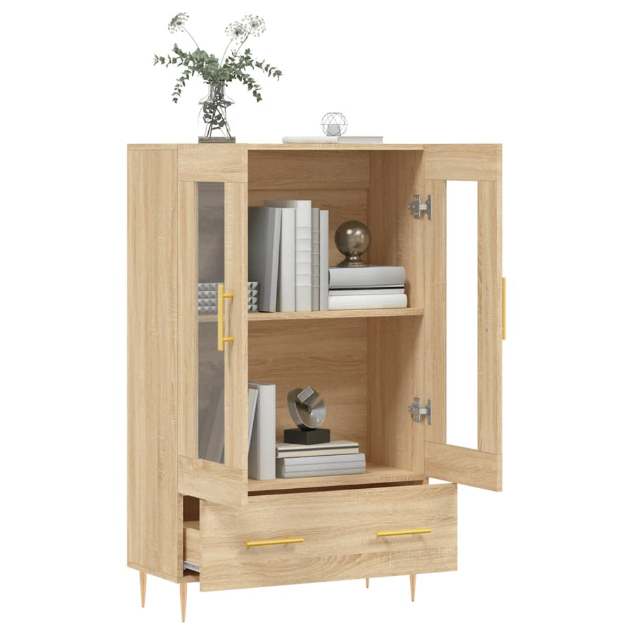 Hoge Kast 69,5X31X115 Cm Bewerkt Hout Kleurig Sonoma eiken