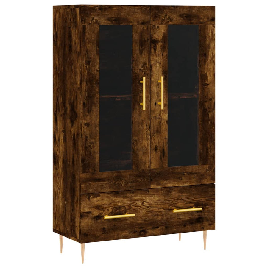 Hoge Kast 69,5X31X115 Cm Bewerkt Hout Kleurig Gerookt eiken