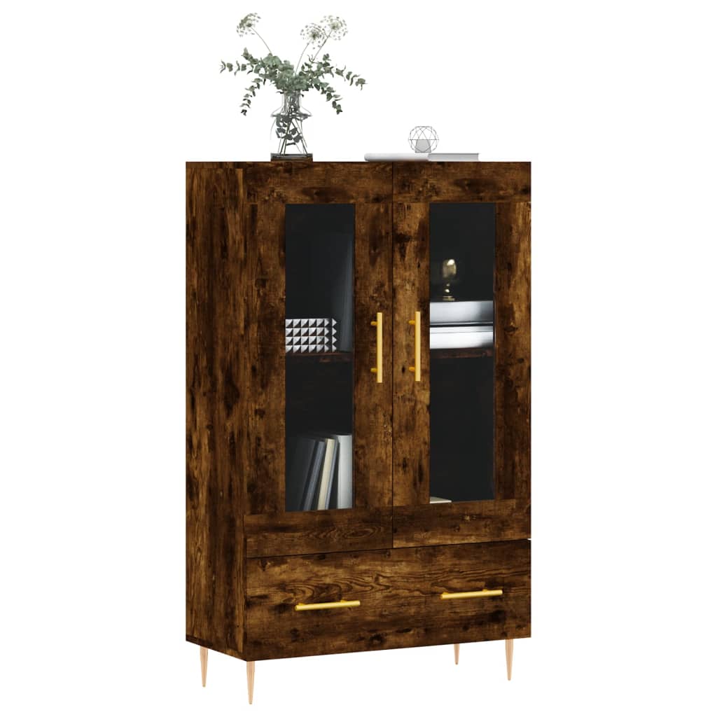 Hoge Kast 69,5X31X115 Cm Bewerkt Hout Kleurig Gerookt eiken