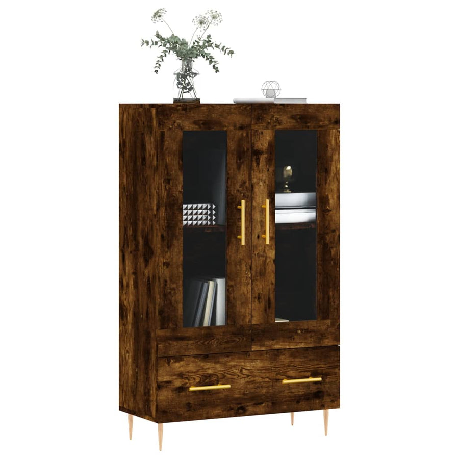 Hoge Kast 69,5X31X115 Cm Bewerkt Hout Kleurig Gerookt eiken