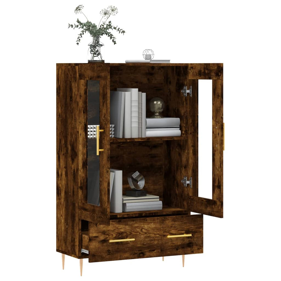 Hoge Kast 69,5X31X115 Cm Bewerkt Hout Kleurig Gerookt eiken