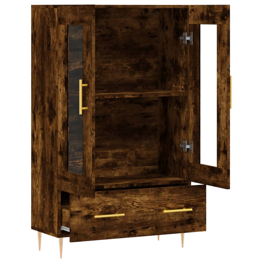 Hoge Kast 69,5X31X115 Cm Bewerkt Hout Kleurig Gerookt eiken