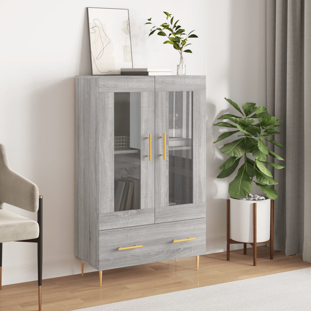 Hoge Kast 69,5X31X115 Cm Bewerkt Hout Grijs Sonoma Eikenkleurig