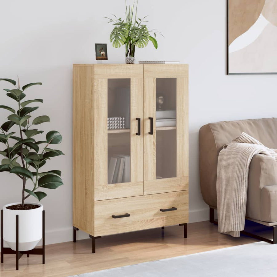 Hoge Kast 69,5X31X115 Cm Bewerkt Hout Kleurig Sonoma eiken