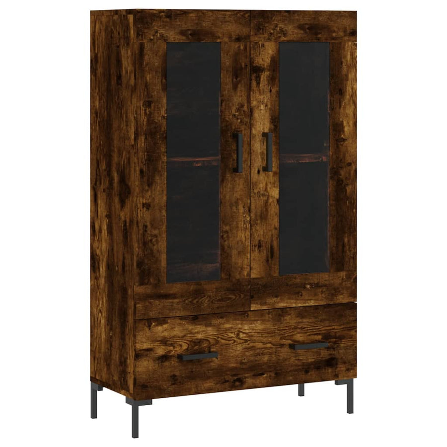 Hoge Kast 69,5X31X115 Cm Bewerkt Hout Gerookt Eikenkleurig