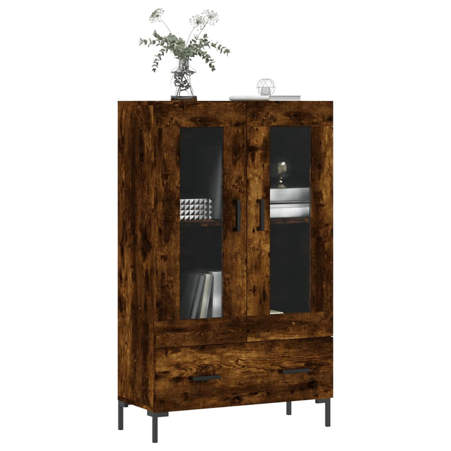 Hoge Kast 69,5X31X115 Cm Bewerkt Hout Gerookt Eikenkleurig