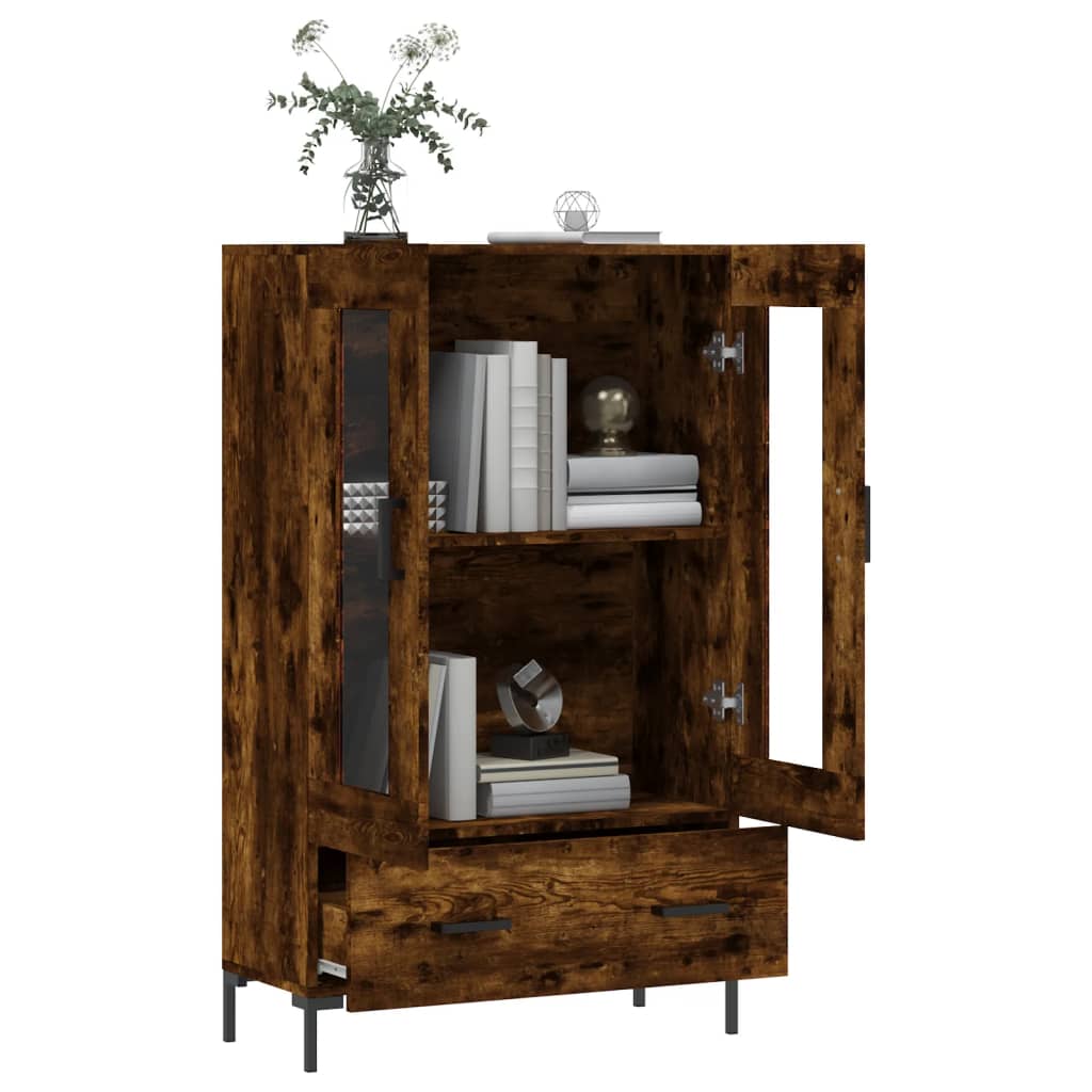Hoge Kast 69,5X31X115 Cm Bewerkt Hout Gerookt Eikenkleurig