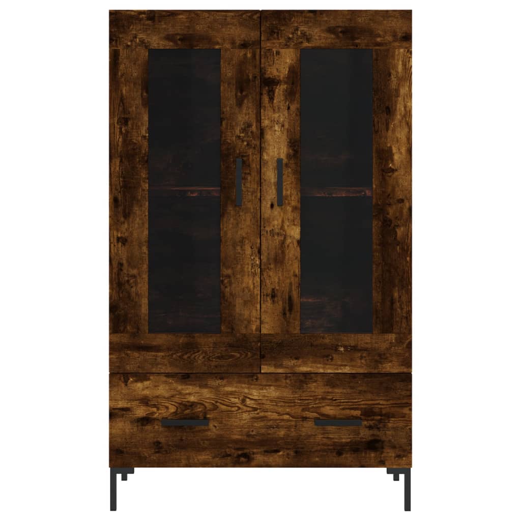 Hoge Kast 69,5X31X115 Cm Bewerkt Hout Gerookt Eikenkleurig