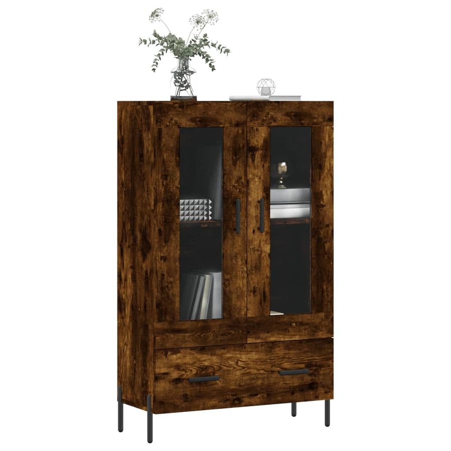 Hoge Kast 69,5X31X115 Cm Bewerkt Hout Gerookt Eikenkleurig