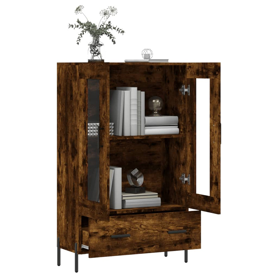 Hoge Kast 69,5X31X115 Cm Bewerkt Hout Gerookt Eikenkleurig