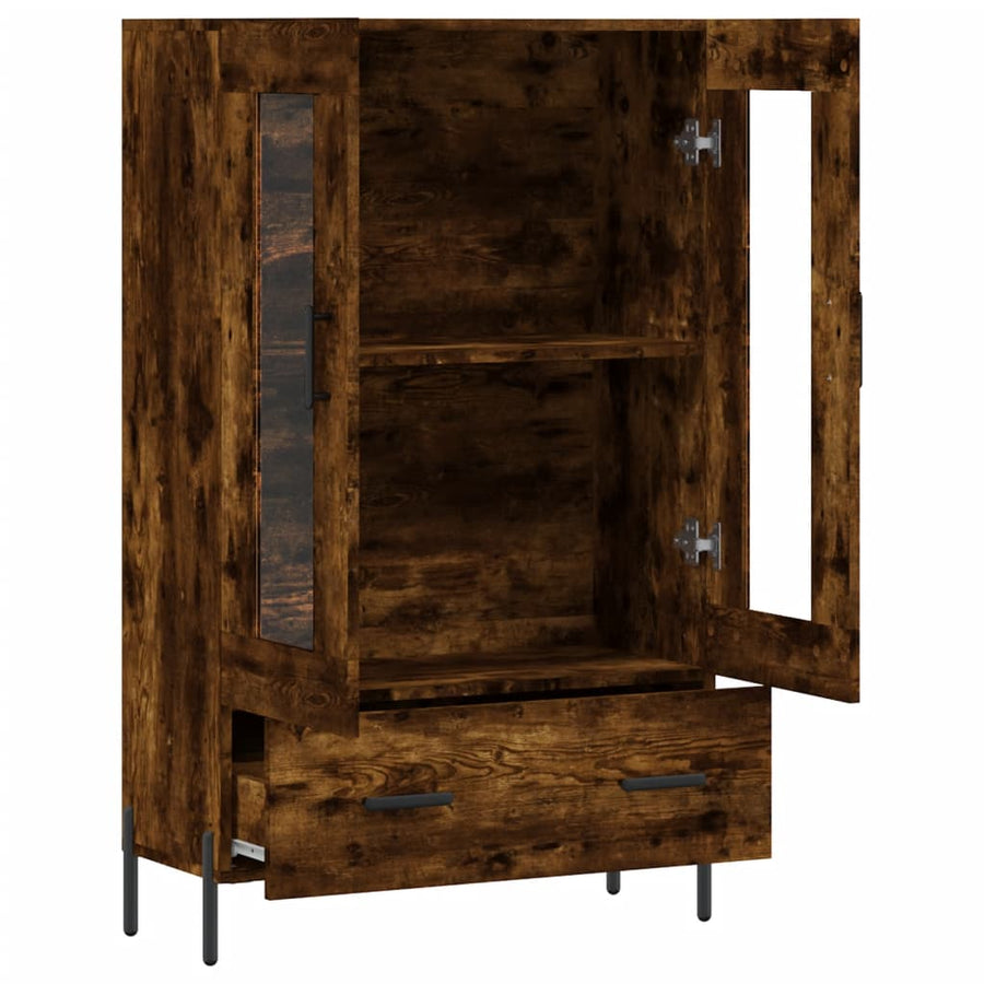 Hoge Kast 69,5X31X115 Cm Bewerkt Hout Gerookt Eikenkleurig