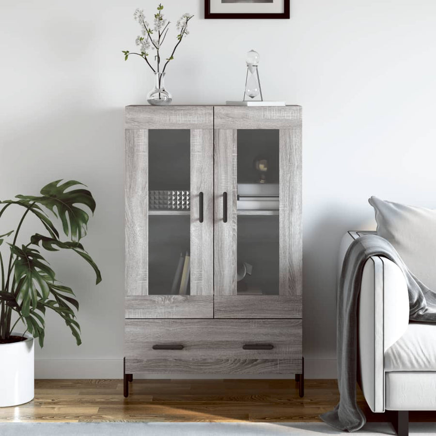 Hoge Kast 69,5X31X115 Cm Bewerkt Hout Grijs Sonoma Eikenkleurig
