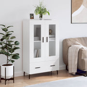 Tall cabinet 69.5x31x115 cm carved wood white
