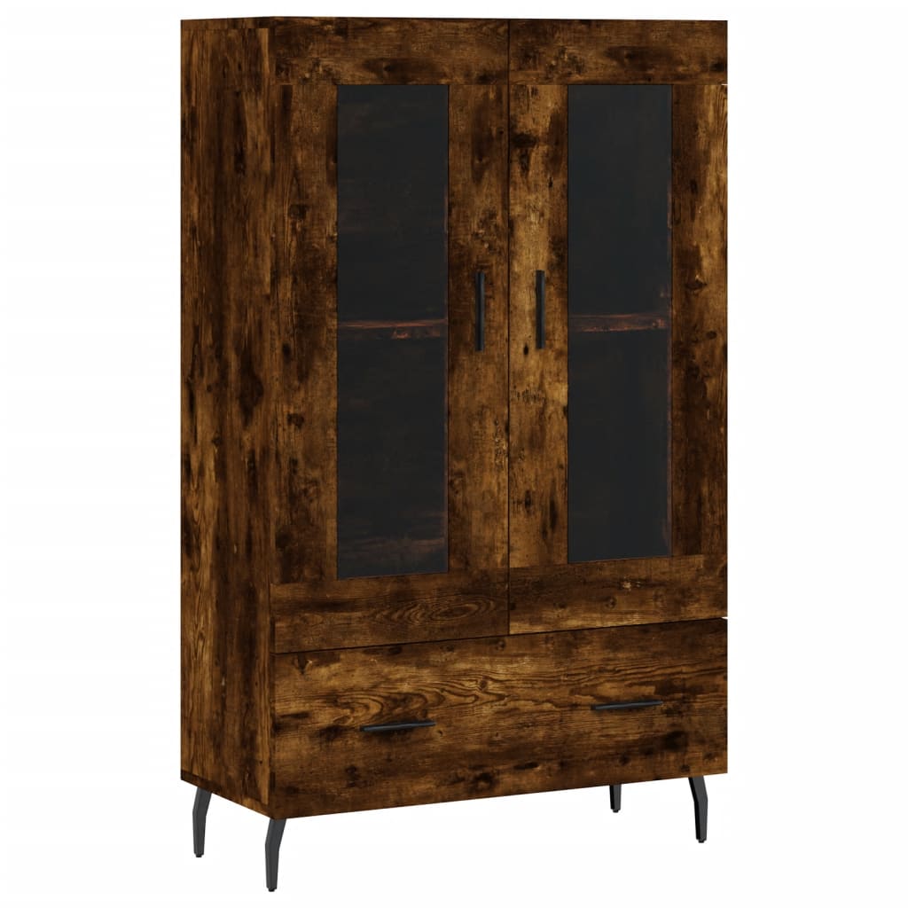 Hoge Kast 69,5X31X115 Cm Bewerkt Hout Gerookt Eikenkleurig