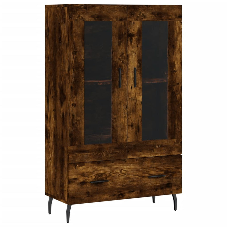 Hoge Kast 69,5X31X115 Cm Bewerkt Hout Gerookt Eikenkleurig