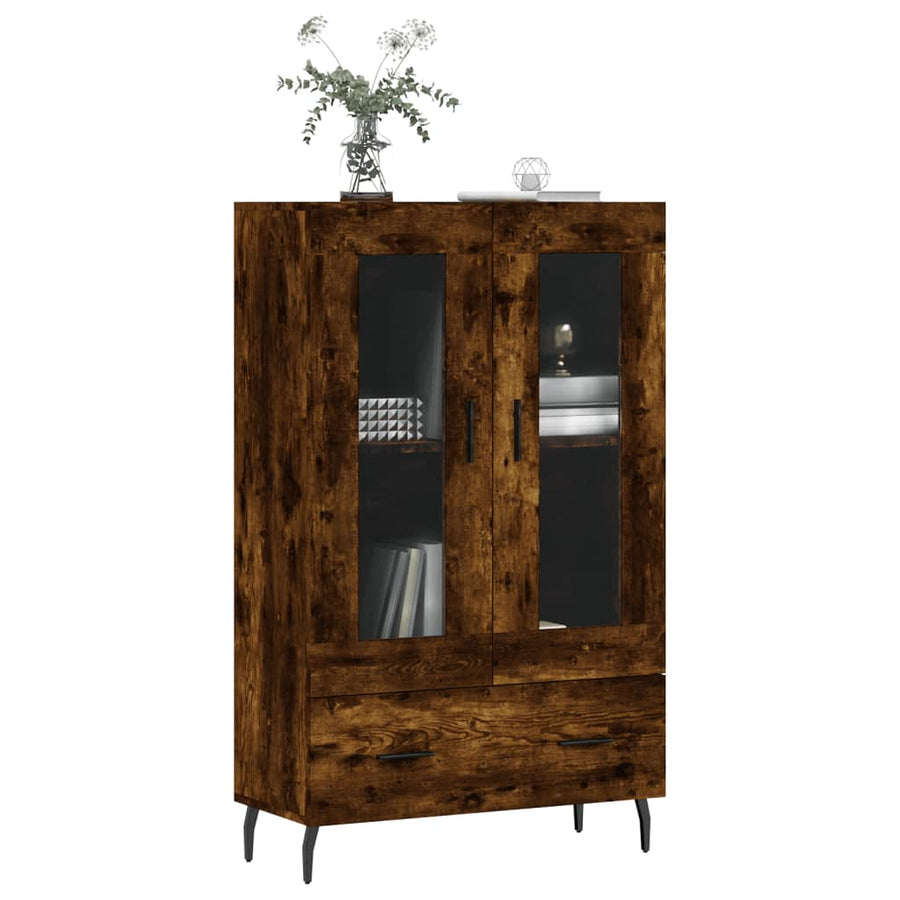 Hoge Kast 69,5X31X115 Cm Bewerkt Hout Gerookt Eikenkleurig
