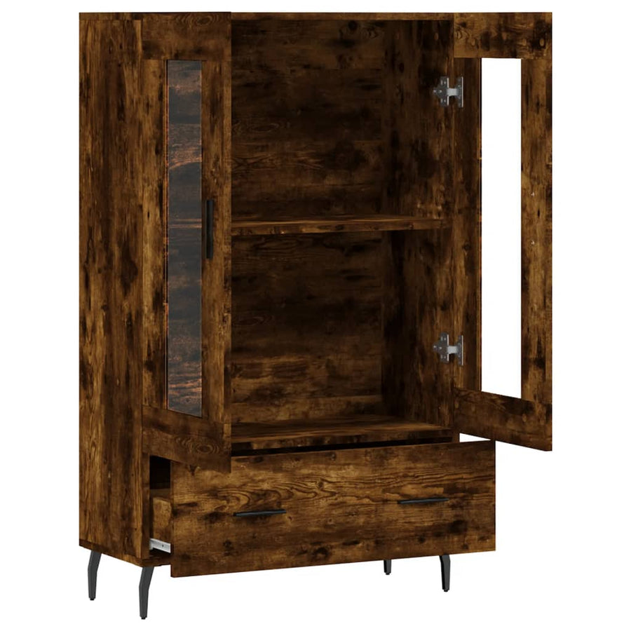 Hoge Kast 69,5X31X115 Cm Bewerkt Hout Gerookt Eikenkleurig
