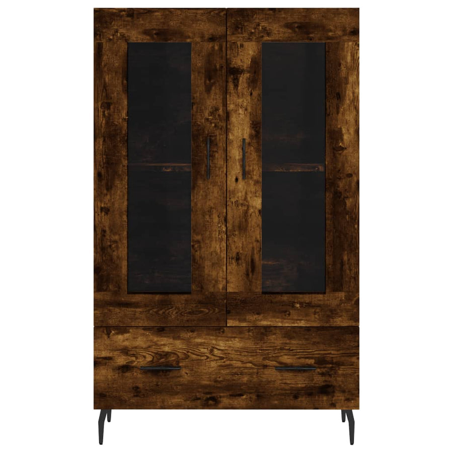 Hoge Kast 69,5X31X115 Cm Bewerkt Hout Gerookt Eikenkleurig