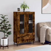 Tall cabinet 69.5x31x115 cm processed wood smoked oak finish