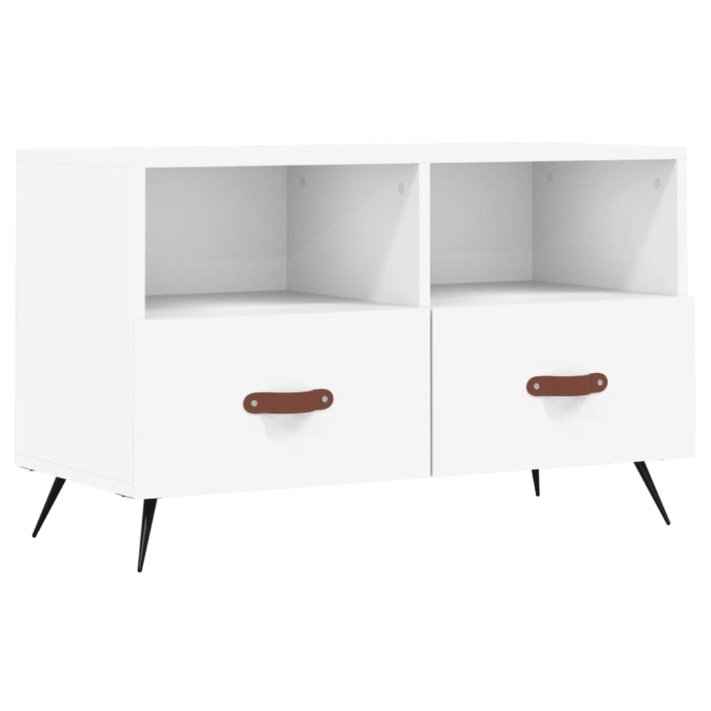Tv-Meubel 80X36X50 Cm Bewerkt Hout Wit