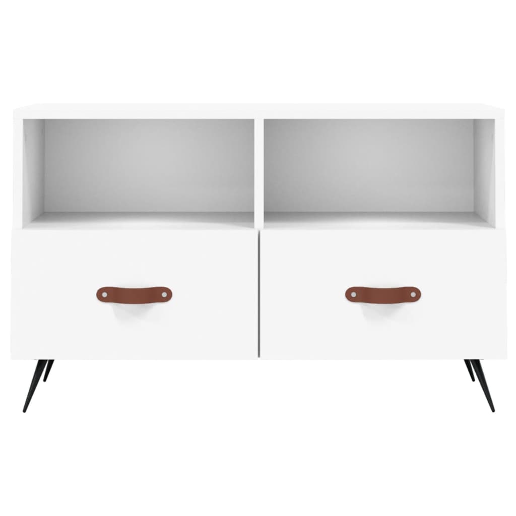 Tv-Meubel 80X36X50 Cm Bewerkt Hout Wit