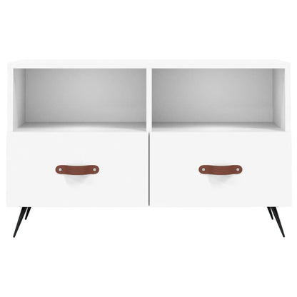Tv-Meubel 80X36X50 Cm Bewerkt Hout Wit