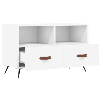 Tv-Meubel 80X36X50 Cm Bewerkt Hout Wit