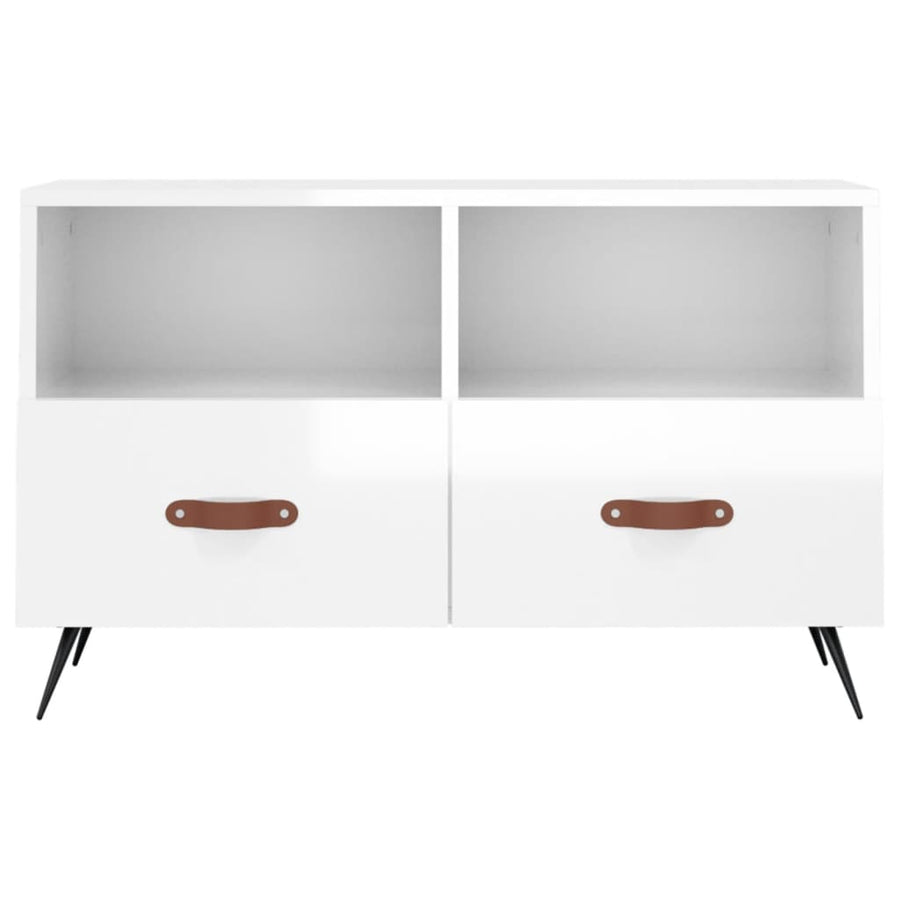 Tv-Meubel 80X36X50 Cm Bewerkt Hout Hoogglans wit