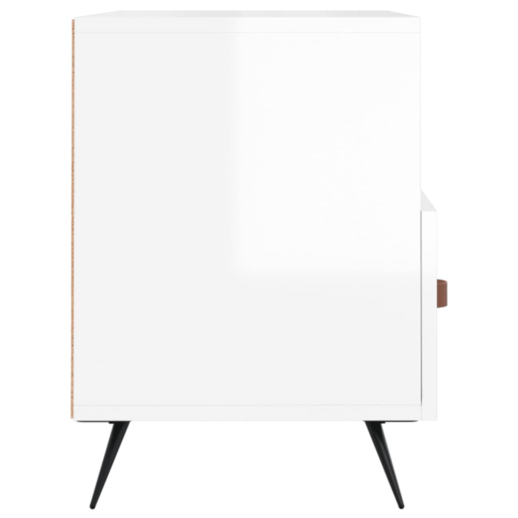 Tv-Meubel 80X36X50 Cm Bewerkt Hout Hoogglans wit