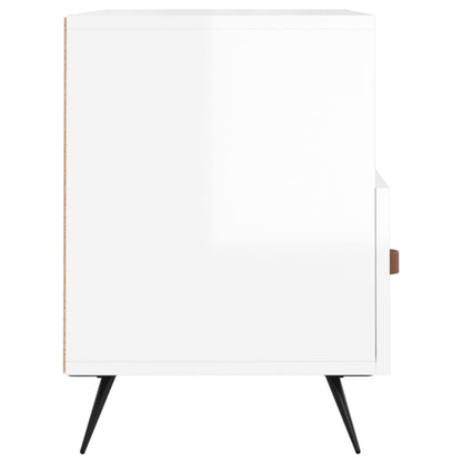 Tv-Meubel 80X36X50 Cm Bewerkt Hout Hoogglans wit