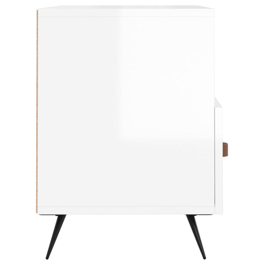 Tv-Meubel 80X36X50 Cm Bewerkt Hout Hoogglans wit