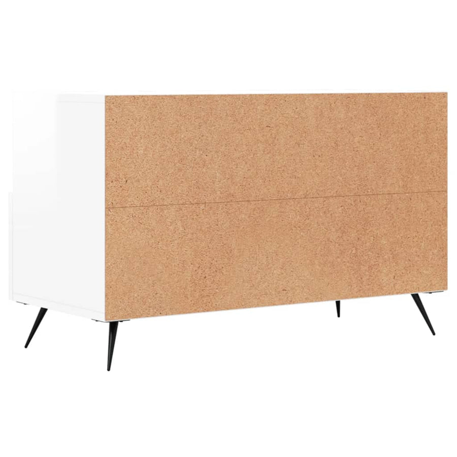 Tv-Meubel 80X36X50 Cm Bewerkt Hout Hoogglans wit