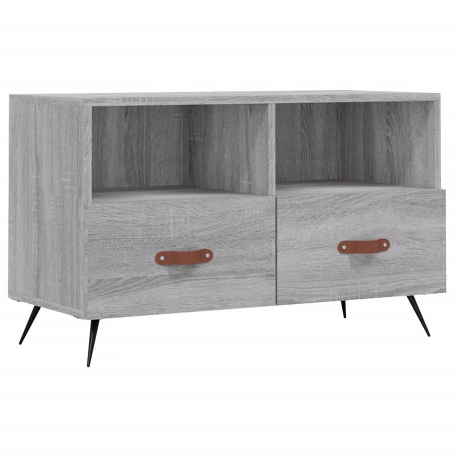 Tv-Meubel 80X36X50 Cm Bewerkt Hout Eikenkleurig Grijs sonoma